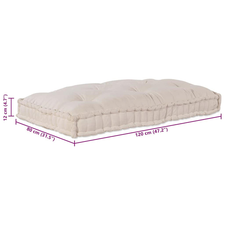 Pallettsoffa Kudde Gräddvit 120 X 80 X 12 Cm Tyg