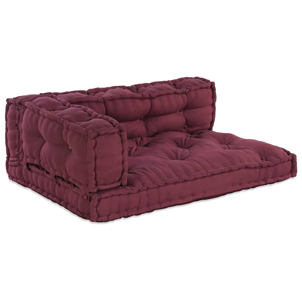 Pallettsoffa Kudde 3 Pcs Bordeaux 120 X 80 X 38 Cm Tyg