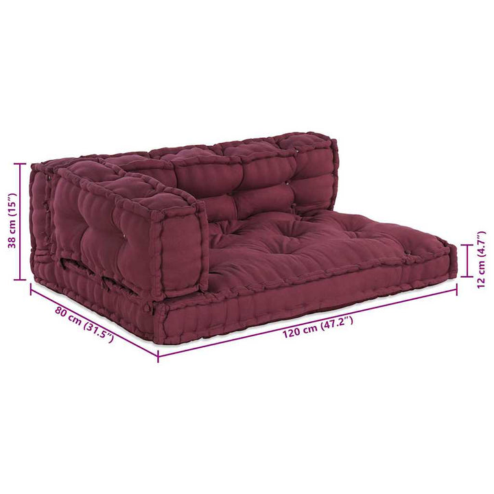 Pallettsoffa Kudde 3 Pcs Bordeaux 120 X 80 X 38 Cm Tyg