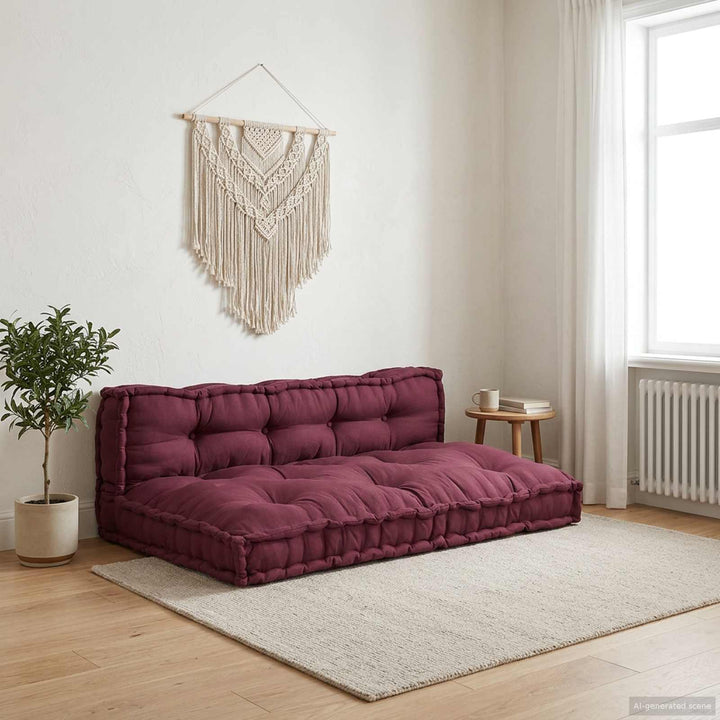 Pallettsoffa Kudde 2 Pcs Bordeaux 120 X 80 X 38 Cm Tyg
