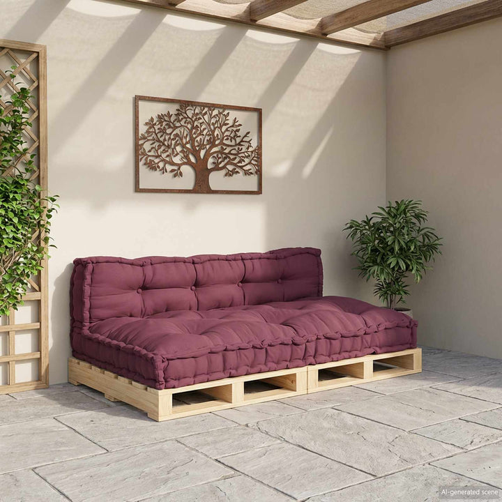 Pallettsoffa Kudde 2 Pcs Bordeaux 120 X 80 X 38 Cm Tyg