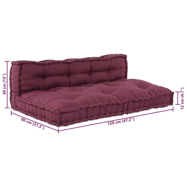 Pallettsoffa Kudde 2 Pcs Bordeaux 120 X 80 X 38 Cm Tyg