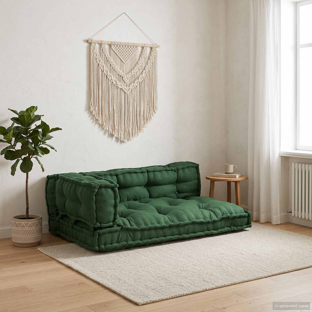 Pallettsoffa Kudde 3 Pcs Grön 120 X 80 X 38 Cm Tyg
