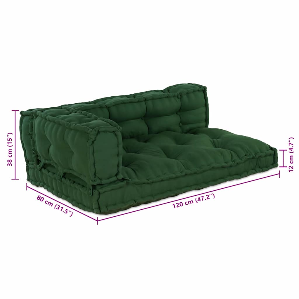 Pallettsoffa Kudde 3 Pcs Grön 120 X 80 X 38 Cm Tyg