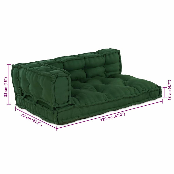 Pallettsoffa Kudde 3 Pcs Grön 120 X 80 X 38 Cm Tyg