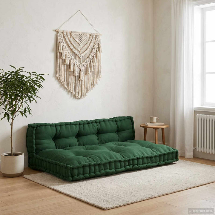 Pallettsoffa Kudde 2 Pcs Grön 120 X 80 X 38 Cm Tyg