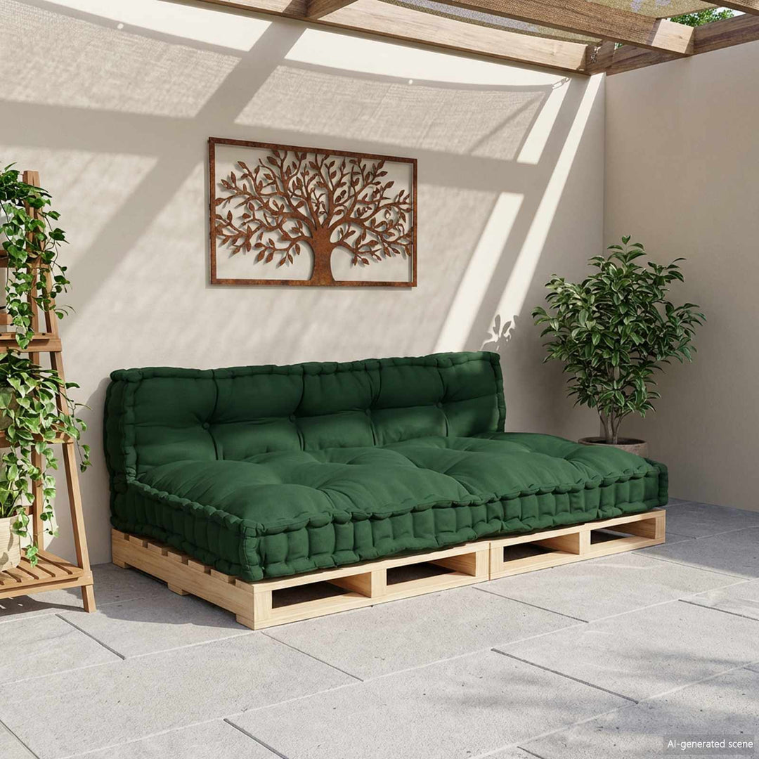 Pallettsoffa Kudde 2 Pcs Grön 120 X 80 X 38 Cm Tyg