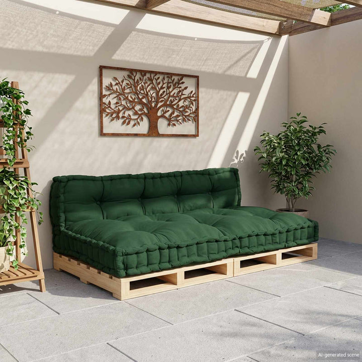 Pallettsoffa Kudde 2 Pcs Grön 120 X 80 X 38 Cm Tyg