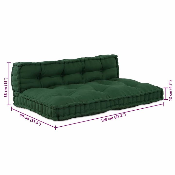 Pallettsoffa Kudde 2 Pcs Grön 120 X 80 X 38 Cm Tyg