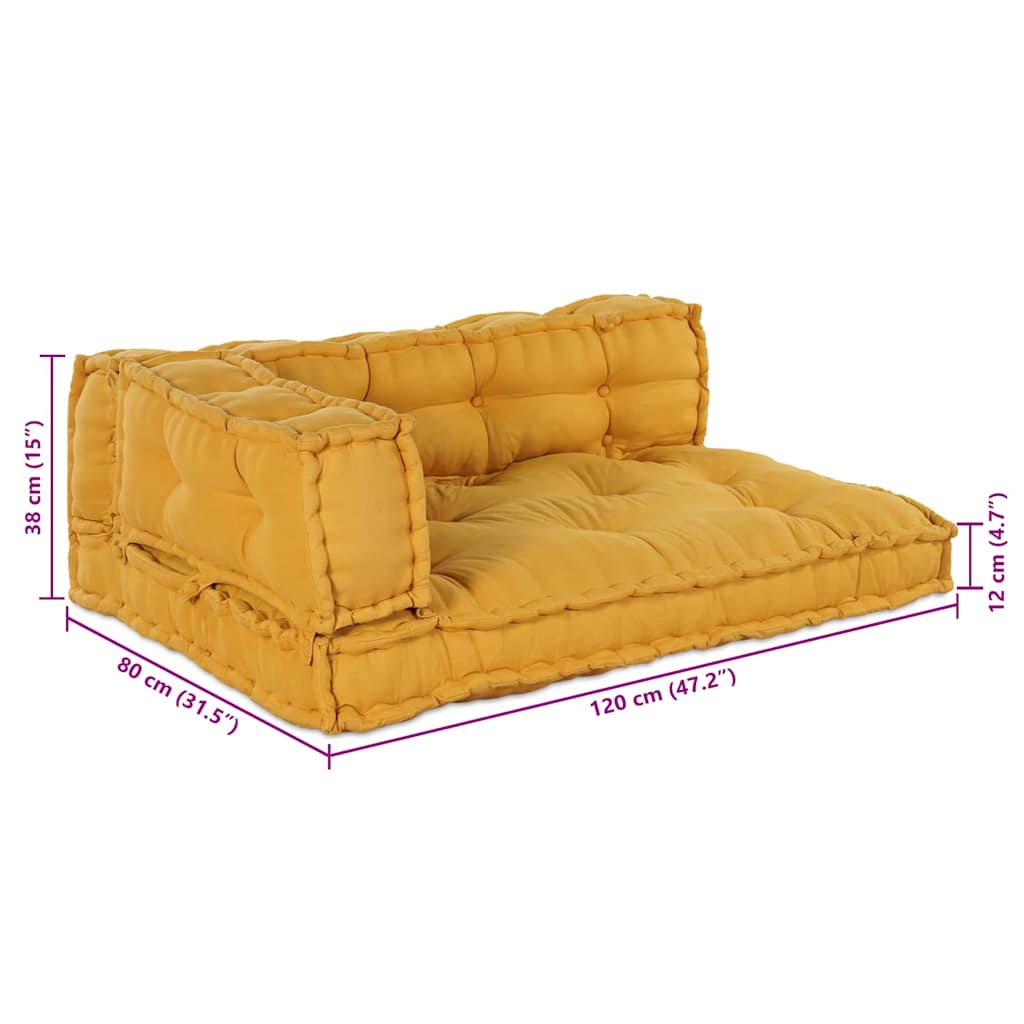 Pallettsoffa Kudde 3 Pcs Gul 120 X 80 X 38 Cm Tyg