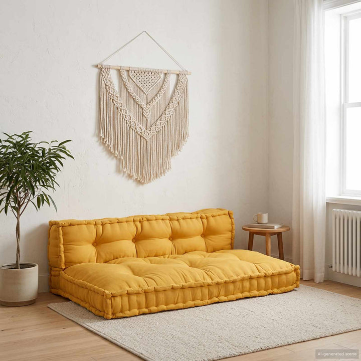 Pallettsoffa Kudde 2 St Tyg Gul 120 X 80 X 38 Cm