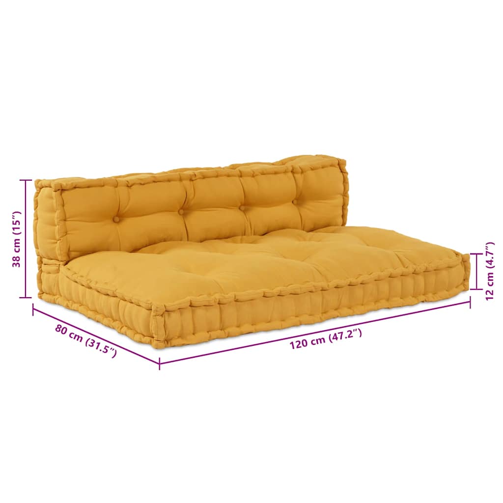 Pallettsoffa Kudde 2 St Tyg Gul 120 X 80 X 38 Cm