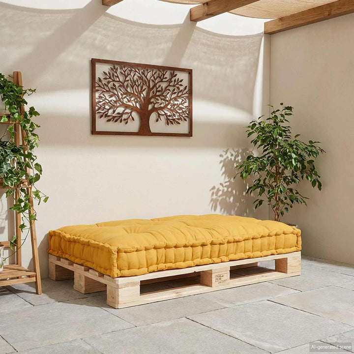 Pallettsoffa Kudde Gul 120 X 80 X 12 Cm Tyg