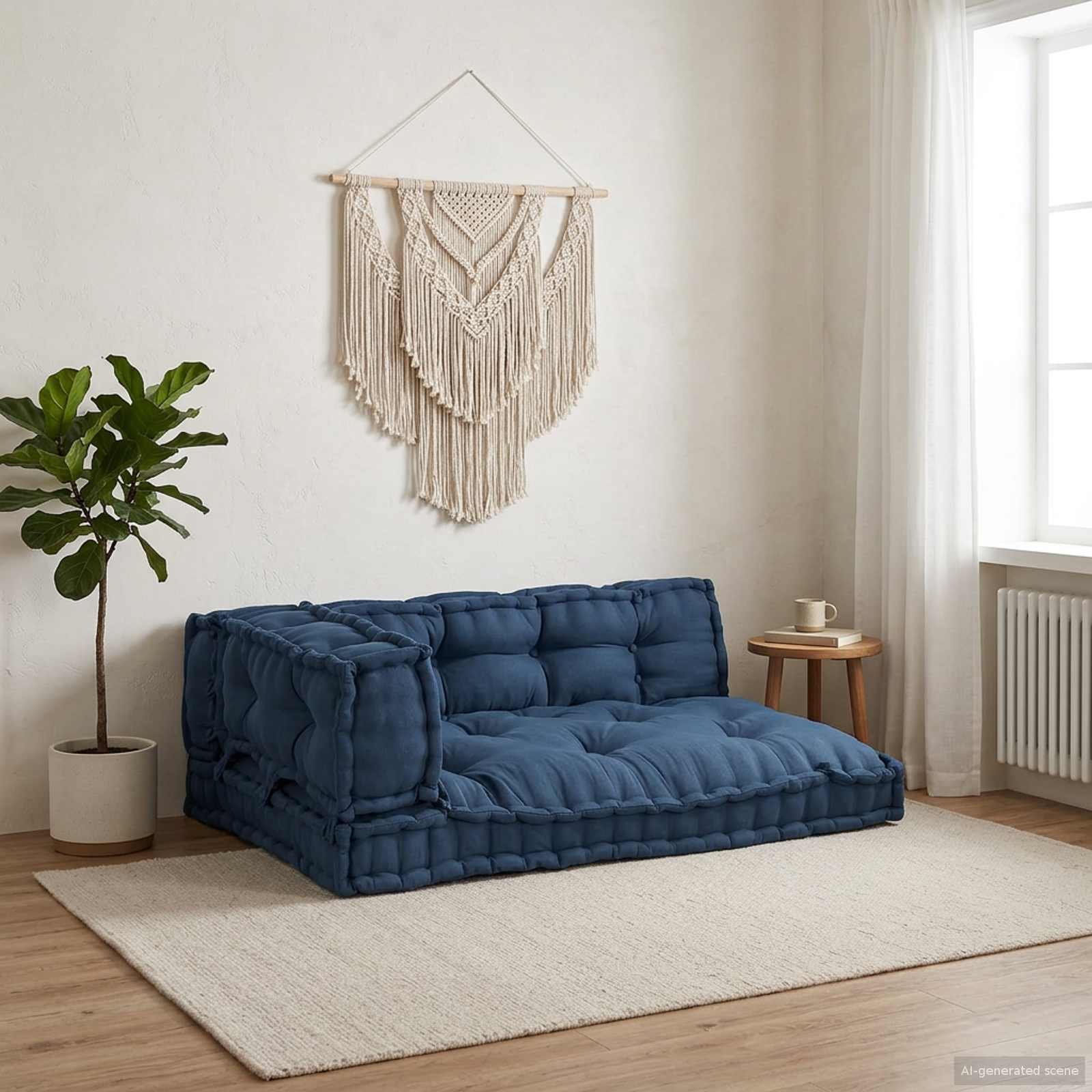 Pallettsoffa Kudde 3 Pcs Indigo 120 X 80 X 38 Cm Tyg