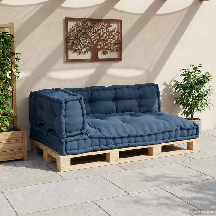 Pallettsoffa Kudde 3 Pcs Indigo 120 X 80 X 38 Cm Tyg