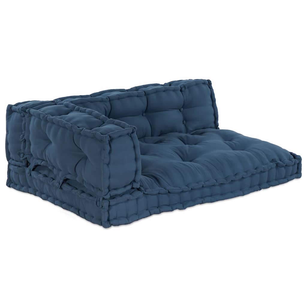 Pallettsoffa Kudde 3 Pcs Indigo 120 X 80 X 38 Cm Tyg