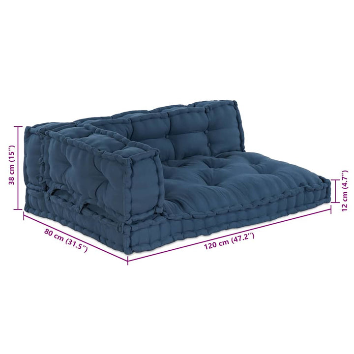 Pallettsoffa Kudde 3 Pcs Indigo 120 X 80 X 38 Cm Tyg