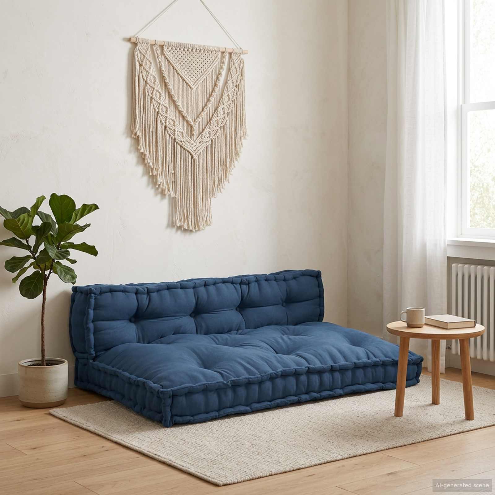 Pallettsoffa Kudde 2 Pcs Indigo 120 X 80 X 38 Cm Tyg