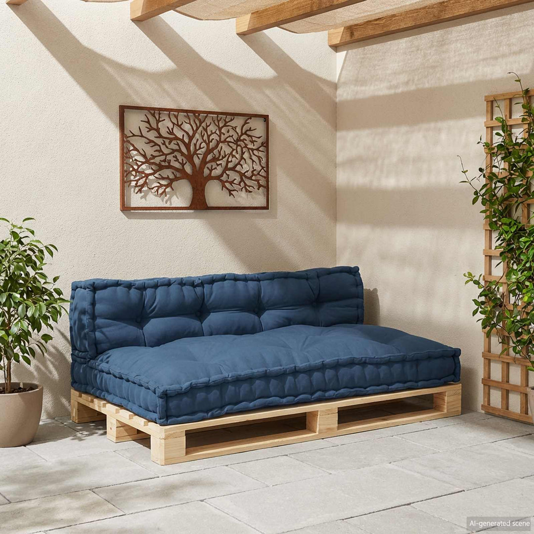 Pallettsoffa Kudde 2 Pcs Indigo 120 X 80 X 38 Cm Tyg
