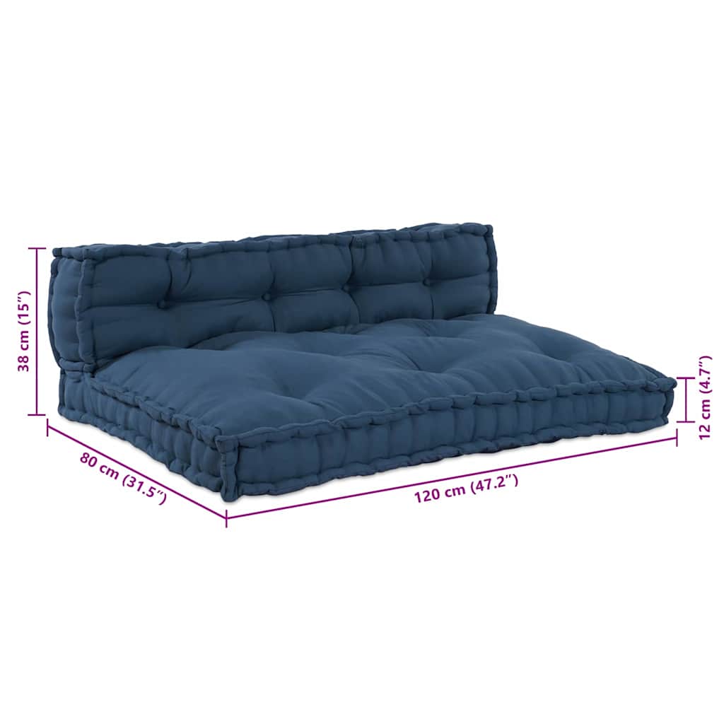Pallettsoffa Kudde 2 Pcs Indigo 120 X 80 X 38 Cm Tyg