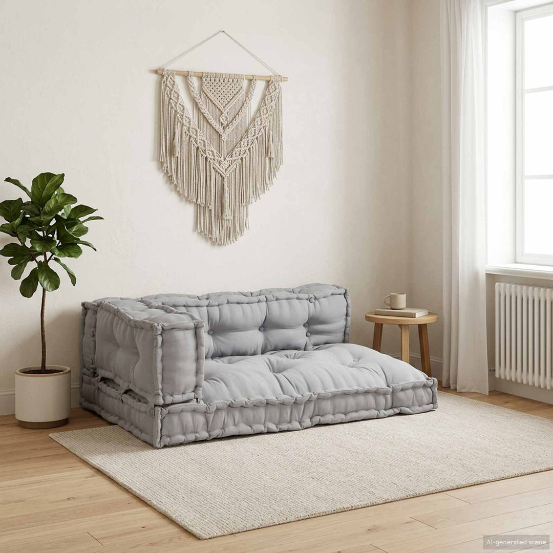 Pallettsoffa Kudde 3 Pcs Grå 120 X 80 X 38 Cm Tyg