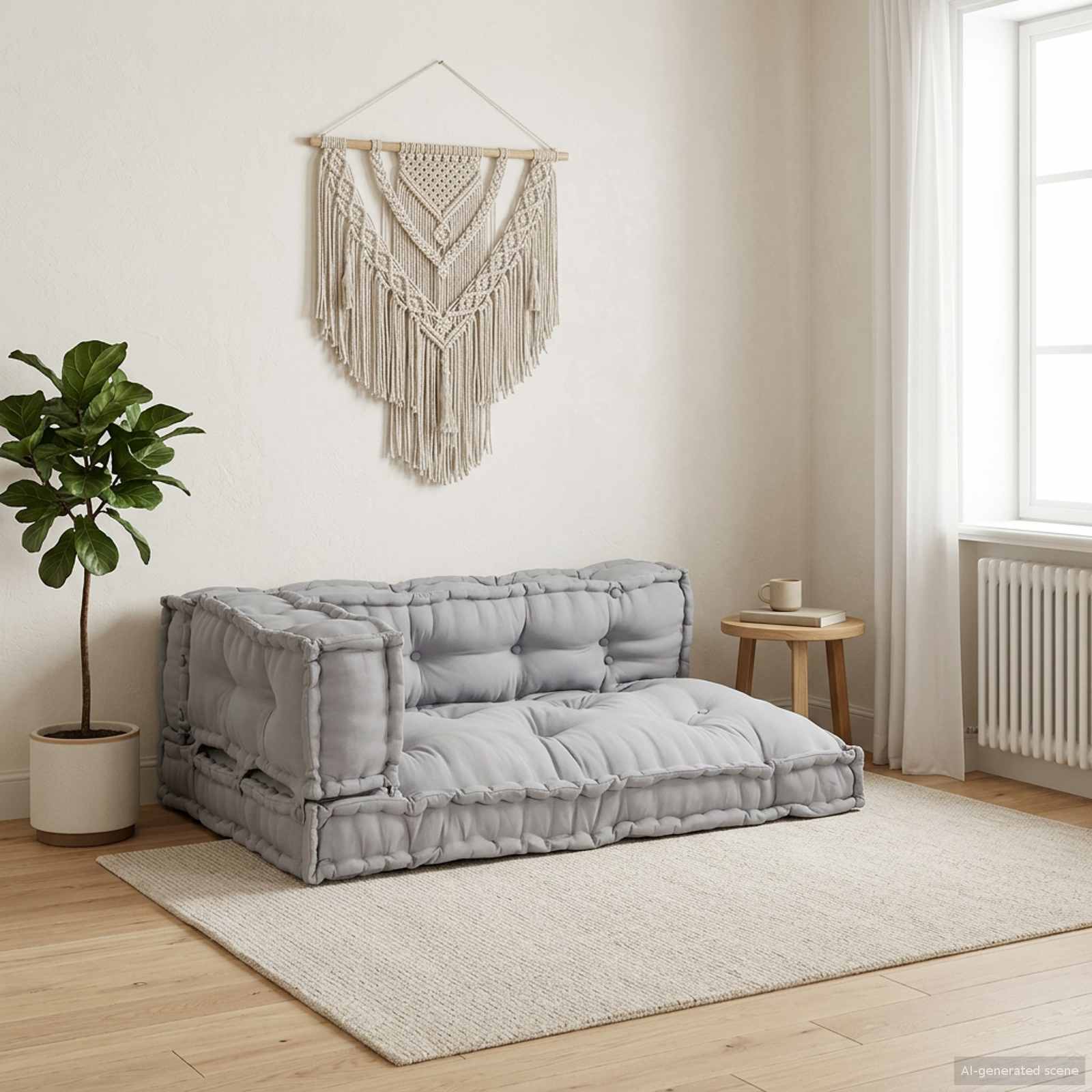 Pallettsoffa Kudde 3 Pcs Grå 120 X 80 X 38 Cm Tyg
