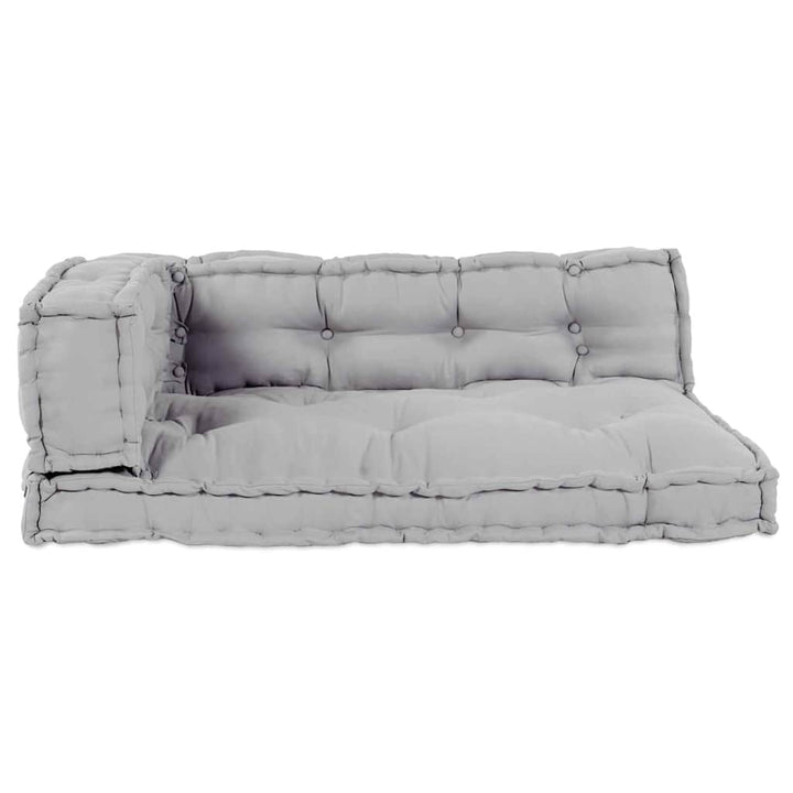 Pallettsoffa Kudde 3 Pcs Grå 120 X 80 X 38 Cm Tyg