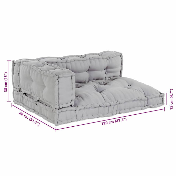 Pallettsoffa Kudde 3 Pcs Grå 120 X 80 X 38 Cm Tyg