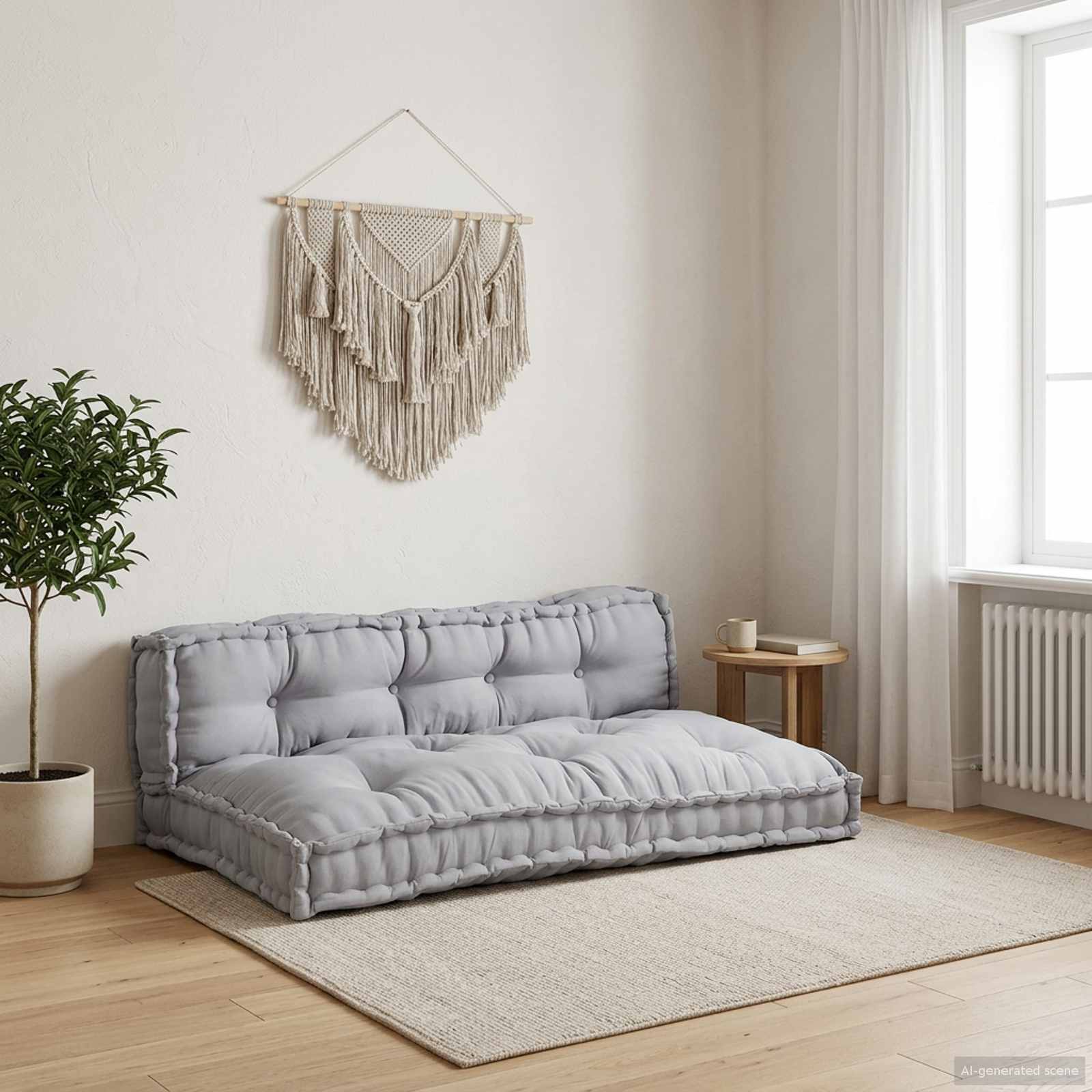 Pallettsoffa Kudde 2 Pcs Grå 120 X 80 X 38 Cm Tyg