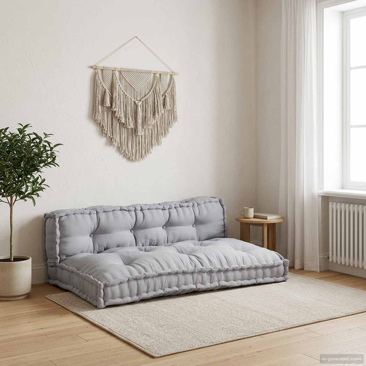 Pallettsoffa Kudde 2 Pcs Grå 120 X 80 X 38 Cm Tyg