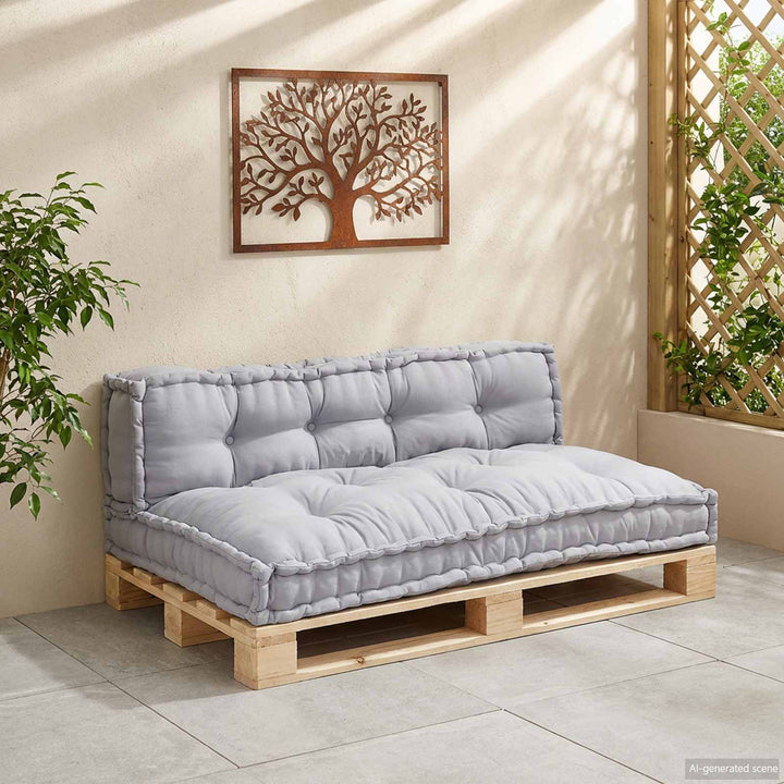 Pallettsoffa Kudde 2 Pcs Grå 120 X 80 X 38 Cm Tyg