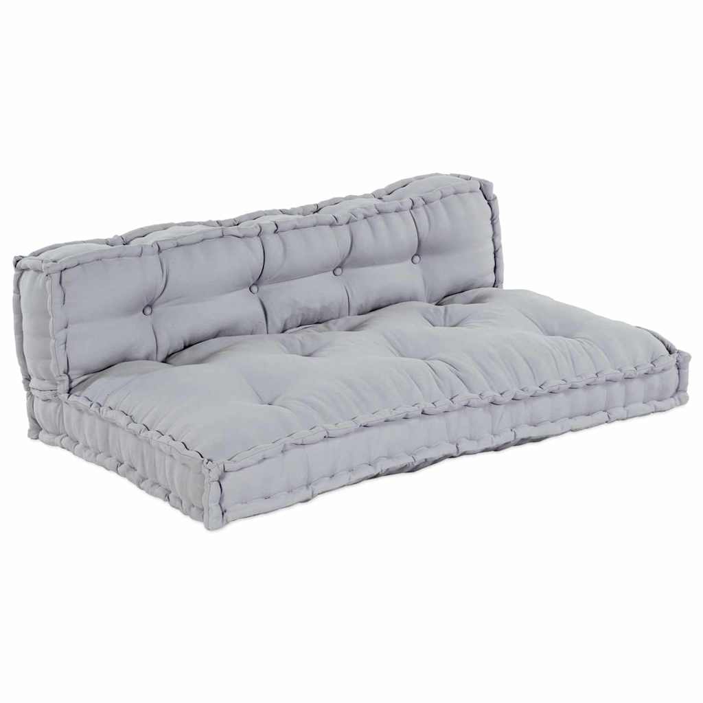 Pallettsoffa Kudde 2 Pcs Grå 120 X 80 X 38 Cm Tyg