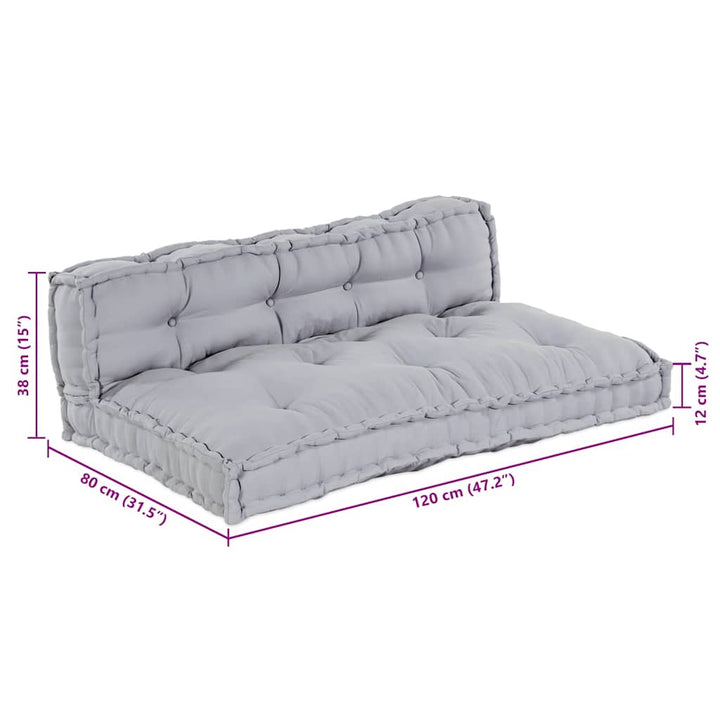Pallettsoffa Kudde 2 Pcs Grå 120 X 80 X 38 Cm Tyg