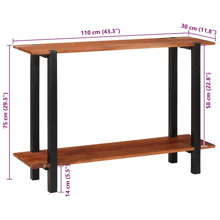 Konsolbord Med Hylla Brun Och Svart 110 X 30 X 75 Cm