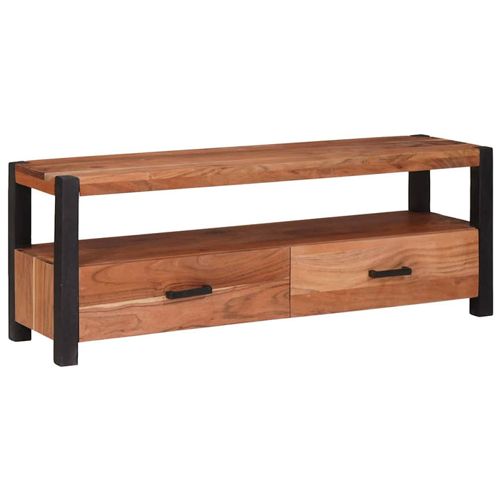 Tv-Skåp Med Låda Med Hylla Brun 110 X 30 X 40 Cm Massivt Akacia