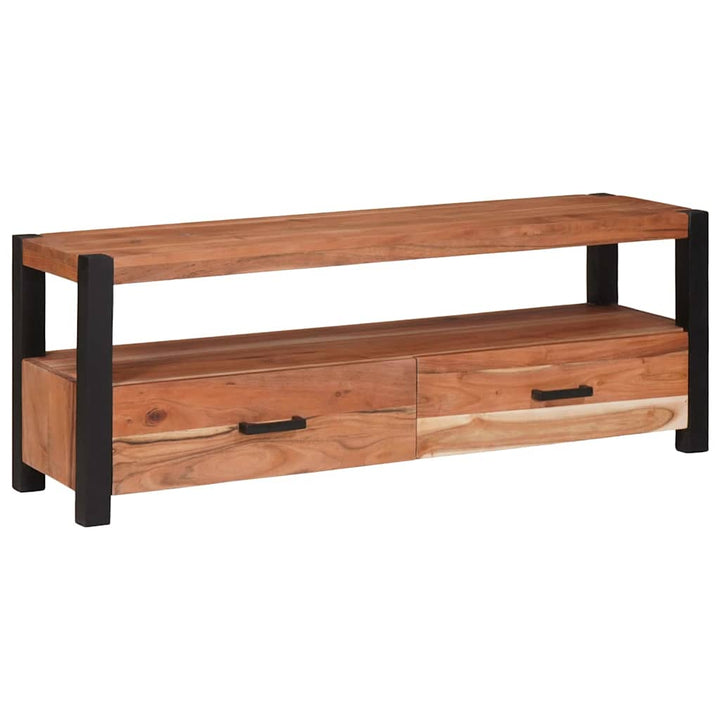 Tv-Skåp Med Låda Med Hylla Brun 110 X 30 X 40 Cm Massivt Akacia
