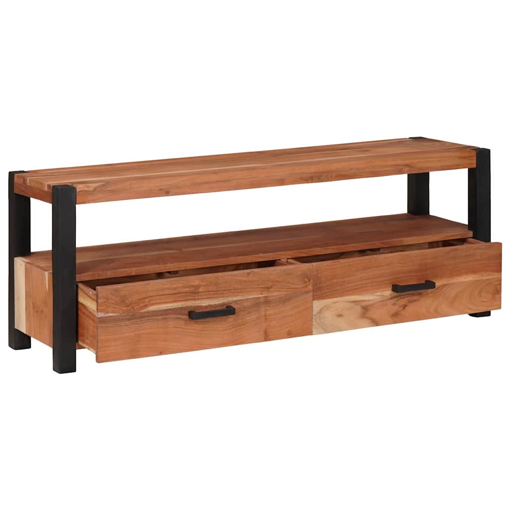 Tv-Skåp Med Låda Med Hylla Brun 110 X 30 X 40 Cm Massivt Akacia