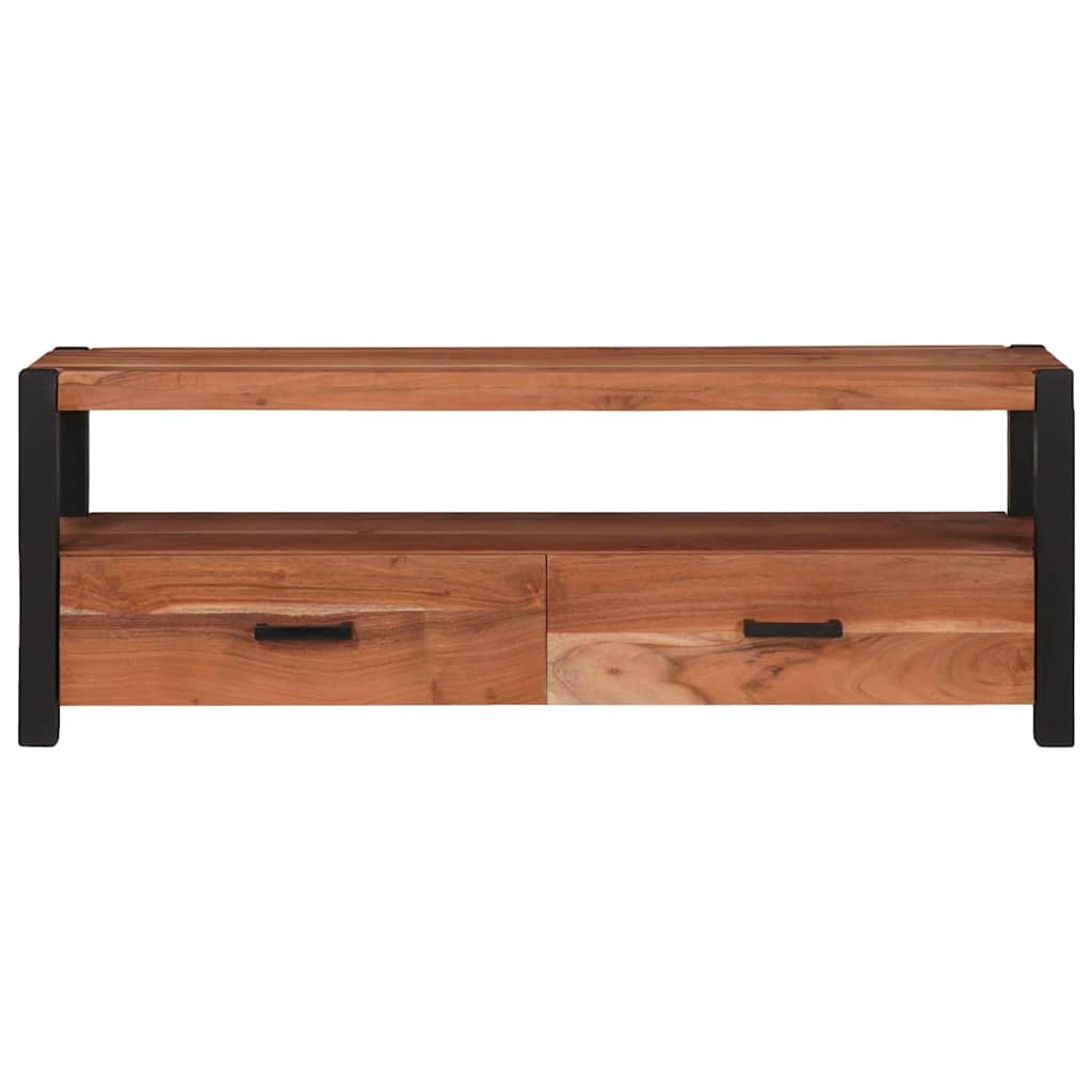 Tv-Skåp Med Låda Med Hylla Brun 110 X 30 X 40 Cm Massivt Akacia