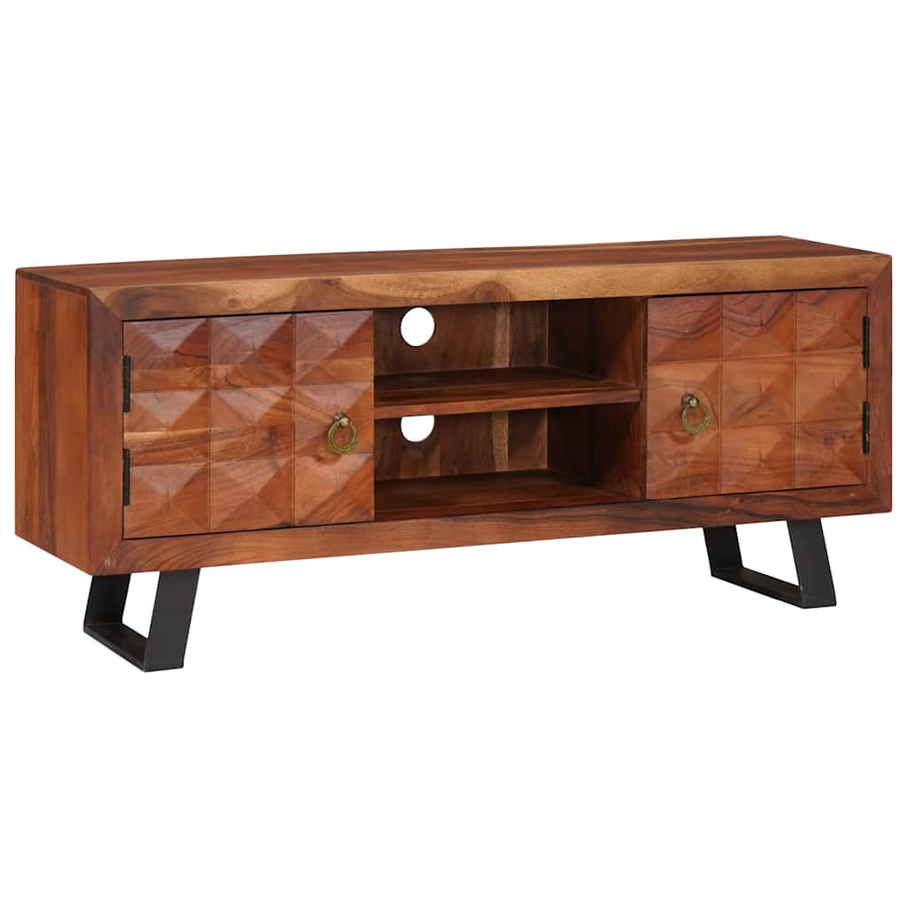 Tv-Skåp Med Hylla Honungsbrun 112 X 30 X 48 Cm Massivt Akacia