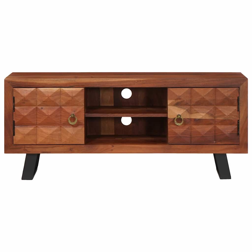 Tv-Skåp Med Hylla Honungsbrun 112 X 30 X 48 Cm Massivt Akacia