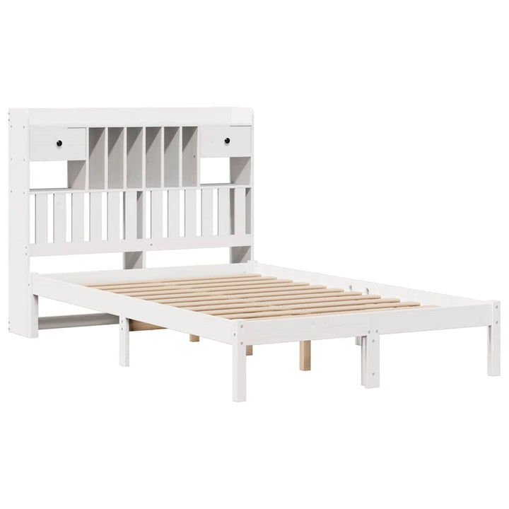 Säng Med Bokhylla Utan Madrass 135X190Cm Massiv Furu