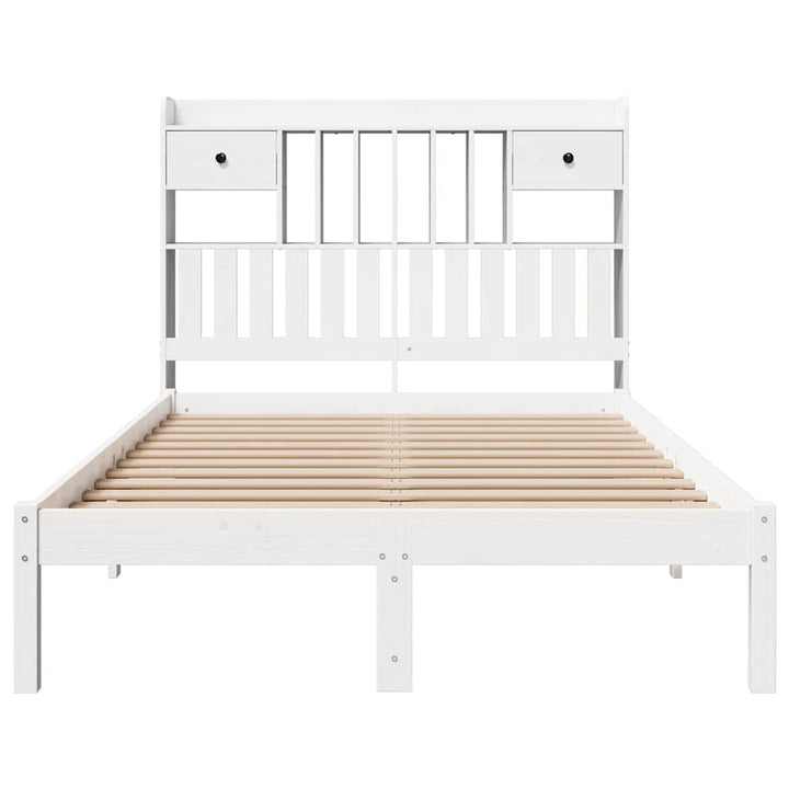Säng Med Bokhylla Utan Madrass 135X190Cm Massiv Furu