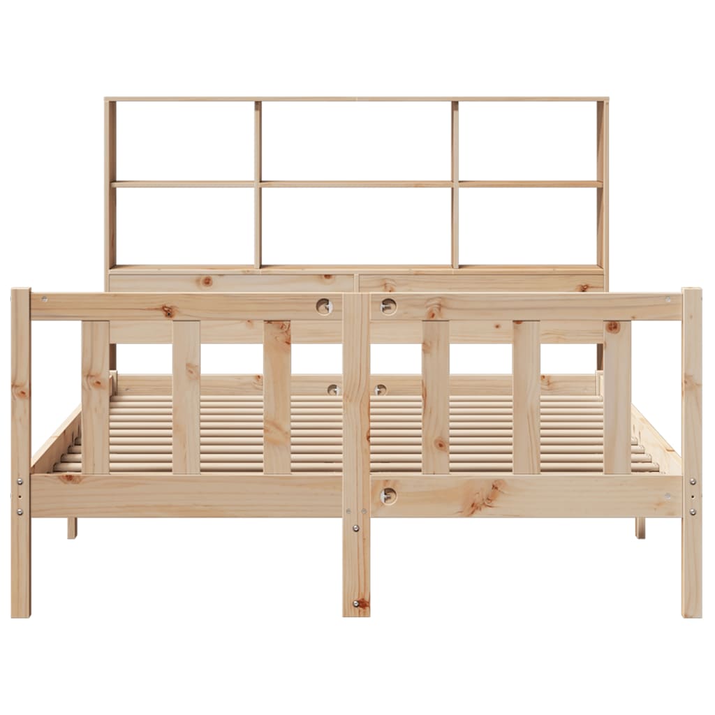 Säng Med Bokhylla Utan Madrass 160X200Cm Massiv Furu