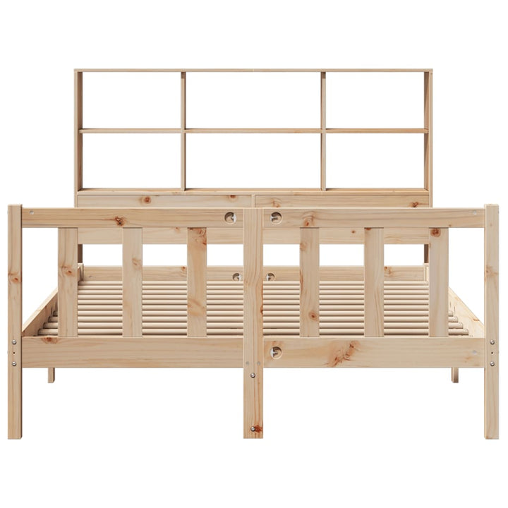 Säng Med Bokhylla Utan Madrass 160X200Cm Massiv Furu