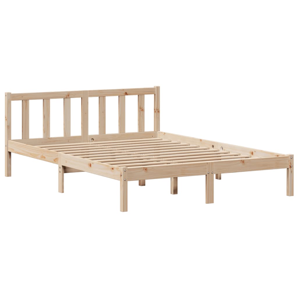 Säng Med Bokhylla Utan Madrass 160X200Cm Massiv Furu