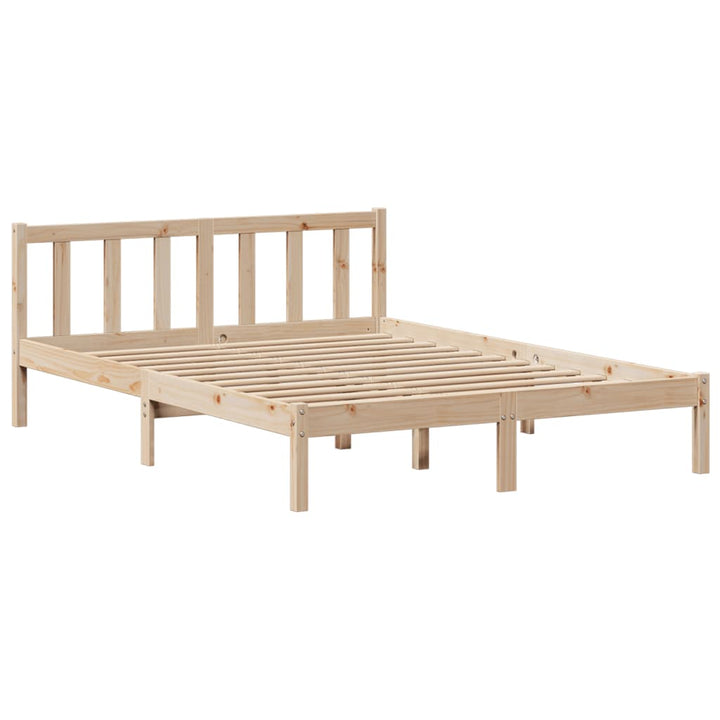 Säng Med Bokhylla Utan Madrass 160X200Cm Massiv Furu