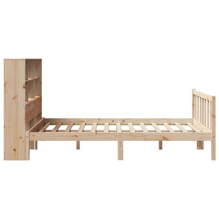 Säng Med Bokhylla Utan Madrass 160X200Cm Massiv Furu