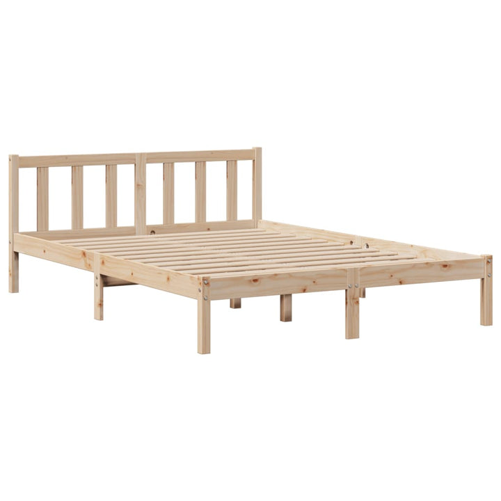 Säng Med Bokhylla Utan Madrass 140X200Cm Massiv Furu