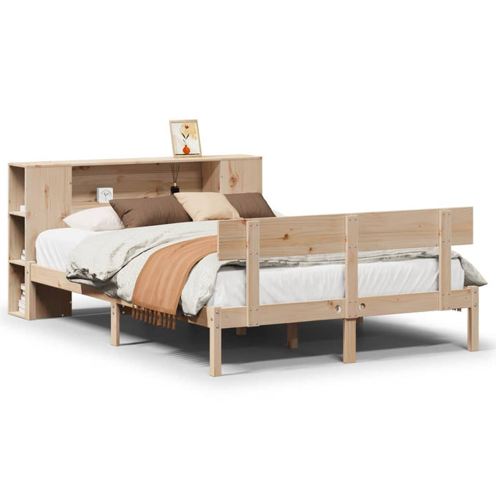Säng Med Bokhylla Utan Madrass 140X190Cm Massiv Furu