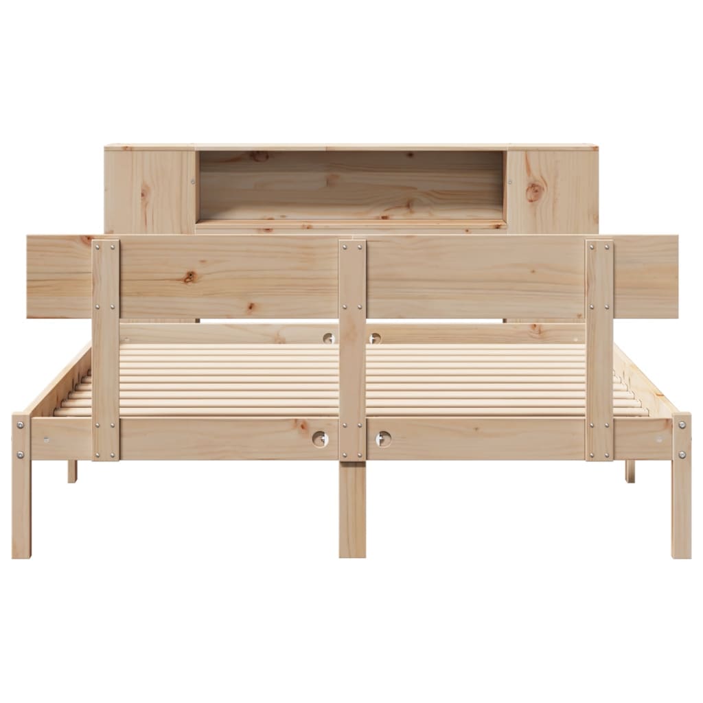 Säng Med Bokhylla Utan Madrass 140X190Cm Massiv Furu